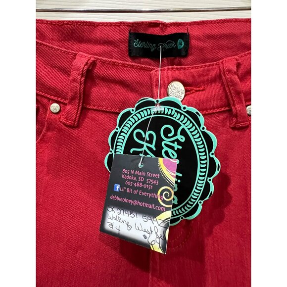 NWT Western Sterling Kreek Red Flared Jeans Size 3/4 Cotton/Spandex Stretch - Picture 6 of 10